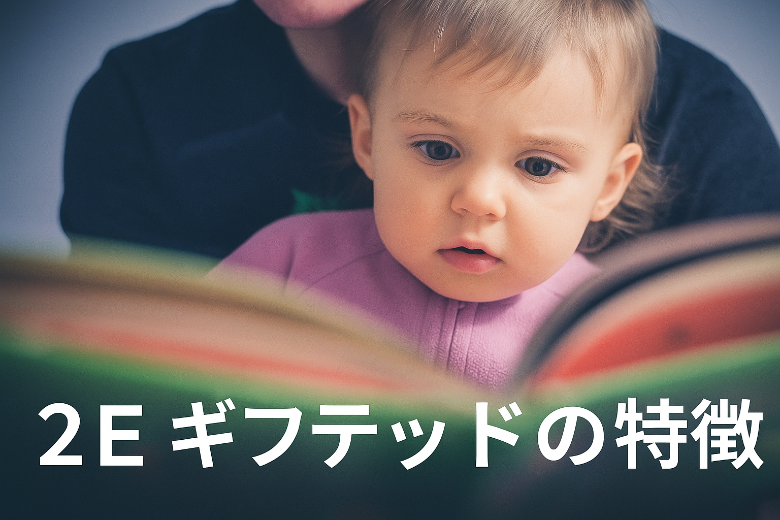 本を読む幼い子どもの写真に「２Ｅギフテッドの特徴」と書かれた横長のアイキャッチ画像